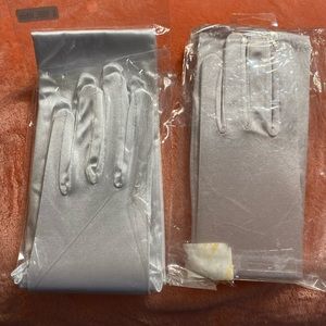 Bridgerton 2 long sleeve satin gloves white and pearl